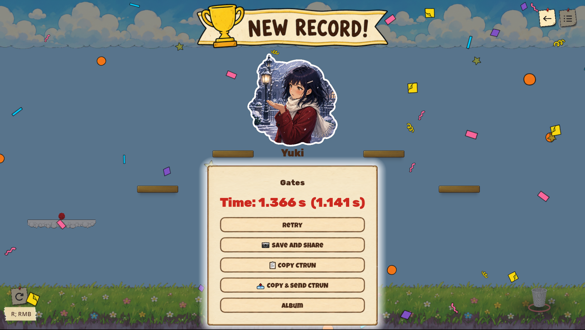 A new record on Gates with a girl sticker and confetti